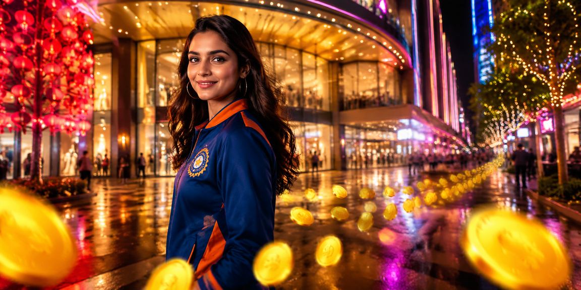 Night market scene in India with vibrant cricket and betting theme